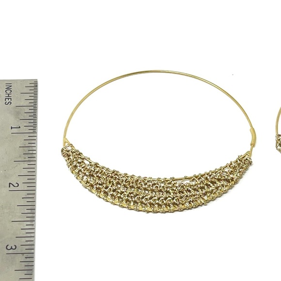 New Free People Gold Hoop Textile Earrings - Picture 2 of 3